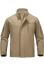 Ghassy Co. Erkek İçi Polarlı Dik Yaka Su ve Rüzgar Geçirmez Softshell Mont BEJ M