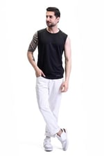 Ghassy Co. Erkek Nem Emici Hızlı Kuruma Atletik Teknik Performans Sporcu Sıfır Kol T-Shirt Gym 108