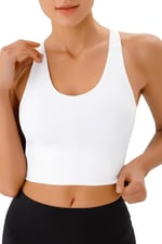 Ghassy Co. Kadın Çarpraz Sırt Detaylı Kaplı Yoga Egzersiz Fitness Spor Sütyeni CRS001 BEYAZ XS