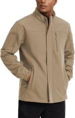 Ghassy Co. Erkek İçi Polarlı Dik Yaka Su ve Rüzgar Geçirmez Softshell Mont BEJ M