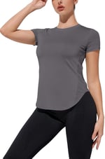 Ghassy Co. Kadın Dry Fit Running Yoga Hızlı Kuruma Nem Emici Yanları Fileli Hava Alabilen Spor T-shirt