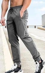 Ghassy Co. Erkek Run Ultra Hafif Egzersiz Aktif Joggers Spor Dar Paça Eşofman Altı FÜME XL