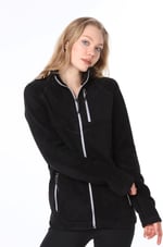 Ghassy Co. KADIN TAM FERMUARLI POLAR CEKET SİYAH1 M