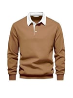 Ghassy Co. Erkek Retro Renk Bloklu Pamuklu Gömlek Yaka Sweatshirt