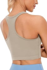 Ghassy Co. Kadın Racerback Running Yoga Egzersiz Fitness Spor Sütyen CRS004 BEJ M