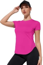 Ghassy Co. Kadın Dry Fit Running Yoga Hızlı Kuruma Nem Emici Yanları Fileli Hava Alabilen Spor T-shirt