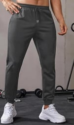 Ghassy Co. Erkek Dar Paça Running Hafif Koşucu Fitness Gym Athletic Dalgıç Kumaş Spor Eşofman Altı FÜME XXL