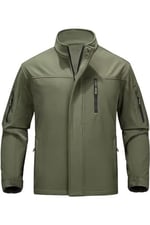 Ghassy Co. Erkek İçi Polarlı Dik Yaka Su ve Rüzgar Geçirmez Softshell Mont HAKİ L