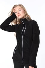 Ghassy Co. KADIN TAM FERMUARLI POLAR CEKET SİYAH1 M