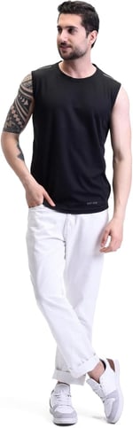 Ghassy Co. Erkek Nem Emici Hızlı Kuruma Atletik Teknik Performans Sporcu Sıfır Kol T-Shirt Gym 108