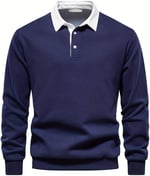 Ghassy Co. Erkek Retro Renk Bloklu Pamuklu Gömlek Yaka Sweatshirt