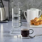Gibson Soho Lounge İstiflenebilir Cam Espresso Bardakları, Raflı, Cam, 4 Parça
