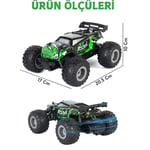 Giffy/Oyuncak 2.4 Ghz Uzaktan Kumandalı Şarjlı LED Işıklı Drift Atan 15 Km Hız Yapan Off Road Araba 45 Dk Sürüş Süresi 1200 Mah Batarya (Yeşil)