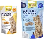 GimCat Nutripockets Kedi Ödülü Peynir Taurin, 60 g & Kedi Ödül Tableti Np Ton Balıklı, 60 g