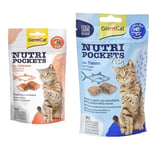 GimCat Nutripockets Kedi Ödülü Somon Omega 3&6 60Gr & Kedi Ödül Tableti Np Ton Balıklı, 60 g