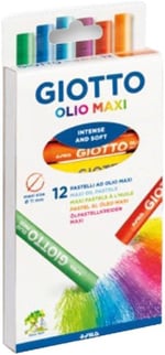 GIOTTO Olio Maxi yağlı pastel set, çocuklar için, 12 renk, büyük çocuk sanatçı pasteli, ev ve okul için ideal