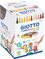 GIOTTO Turbocolor keçeli kalemler, ince uçlu, 2,8 mm, 12 ten rengi, çocuklar, partiler ve okullar için ideal
