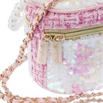 Girabrilla Bag Topcase askılı çanta, silindir şeklinde, payetli