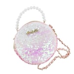 Girabrilla Fashion Bag el çantası, ters çevrilebilir payetli, inci saplı ve omuz askılı, Beyaz