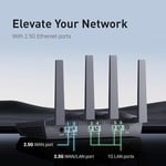 GL.iNet GL-MT6000(Flint 2) WiFi 6 Yönlendirici | Oyun WiFi Yönlendiricisi | 2 x 2,5G Çoklu Gig Bağlantı Noktası+4 x 1G Ethernet Bağlantı Noktaları | Toplu Cihaz Bağlantısı | Hızlı OpenVpn ve WireGuard