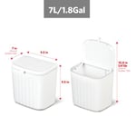 Glad Roomate tezgah altı çöp kovası | mutfak dolabı, banyo veya ofis için yerden tasarruf sağlayan çöp kutusu, açma kolaylığı için çift kapak, 7 litre, beyaz