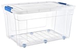 Glassy Şeffaf Tekerlekli 90 L Saklama Kabı - 47,5x69,5x40,5 (h) cm
