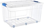 Glassy Şeffaf Tekerlekli 90 L Saklama Kabı - 47,5x69,5x40,5 (h) cm