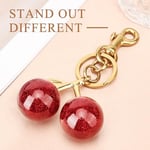 Glitter Kiraz Çanta Charm,Kırmızı Kiraz Anahtarlık Metal Aksesuar Çanta ve Çantalar,Altın Aksesuar, Altın, kırmızı, universal size