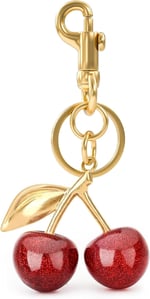 Glitter Kiraz Çanta Charm,Kırmızı Kiraz Anahtarlık Metal Aksesuar Çanta ve Çantalar,Altın Aksesuar, Altın, kırmızı, universal size