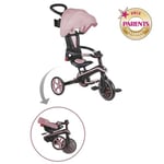 Globber - 4'ü 1 Arada Explorer Üç Tekerlekli Bisiklet - 10 Ay - 5 Yaş Arası Yeni Yürümeye Başlayan Çocuklar için Katlanabilir ve Ölçeklenebilir Üç Tekerlekli Bisiklet - Pastel Pembe