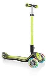 GLOBBER ELITE DELUXE LIGHTS – Tretroller Kinder, 120/80 mm, ABEC 5, 3-rädrig, höhenverstellbar, LED-Rollen, lime grün