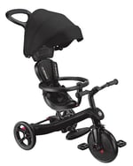 GLOBBER Explorer Trike 4'ü 1 arada Pro siyah – Üç tekerlekli bisiklet, denge bisikleti ve bebek arabası, 10/8,5 inç – TPR koltuk – yüksekliği ayarlanabilir çocuk arabası