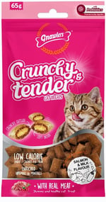 Gnawlers Crunchy Somonlu ve Sütlü Prebiotik Destekli Kedi Ödül Maması 65gr