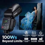 GODOX V100 N Kamera Flaşı, V100N 100 W Dokunmatik Ekran Flaş Cihazı, TTL HSS 1/8000s Speedlite, Nikon Z6III Z8 Z5 Z50II Z50 Zfc Z6II Z30 Z6 Z50II Z7II Z8 Z9 ve D3500 D850 D77 ile Uyumlu 500 D 5600