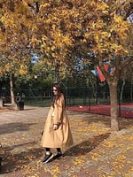 GÖKNUR ARSLAN OVERSIZE SİYAH YAĞMURLUK CAMEL Standart Kadın-1