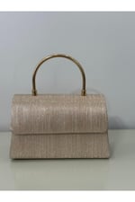 Gold Işıltılı Clutch Abiye Çanta