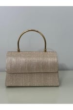 Gold Işıltılı Clutch Abiye Çanta