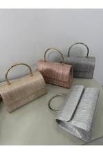Gold Işıltılı Clutch Abiye Çanta