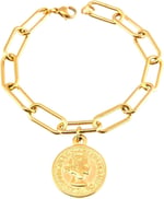 Gold Kaplama Paslanmaz Bayan Büyük Zincir Madalyon Bileklik Bilezik 20 cm arenNM54