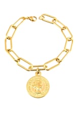 Gold Kaplama Paslanmaz Bayan Büyük Zincir Madalyon Bileklik Bilezik 20 cm arenNM54