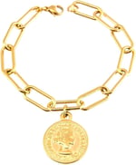 Gold Kaplama Paslanmaz Bayan Büyük Zincir Madalyon Bileklik Bilezik 20 cm arenNM54