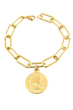 Gold Kaplama Paslanmaz Bayan Büyük Zincir Madalyon Bileklik Bilezik 20 cm arenNM54