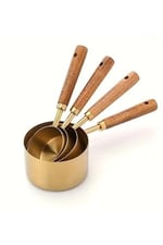 Gold Paslanmaz Çelik Ölçü Kaşığı 15 ml Ahşap Saplı Premium Kalite Ölçü Kaşık