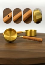 Gold Paslanmaz Çelik Ölçü Kaşığı 15 ml Ahşap Saplı Premium Kalite Ölçü Kaşık