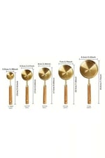 Gold Paslanmaz Çelik Ölçü Kaşığı 15 ml Ahşap Saplı Premium Kalite Ölçü Kaşık