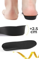 GoLite 2.5 Cm Boy Uzatıcı Tabanlık, Gizli Topuk Yükseltici Ayakkabı Tabanlığı MZ15 (41-42, Siyah)