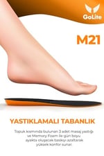 GoLite Memory Foam Yumuşak Ortopedik Tabanlık, Hafızalı Spor Ayakkabı Tabanlığı, Rahat Konforlu İç Taban - M21 Insole (38)