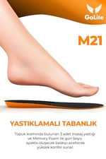 GoLite Memory Foam Yumuşak Ortopedik Tabanlık, Hafızalı Spor Ayakkabı Tabanlığı, Rahat Konforlu İç Taban - M21 Insole (38)