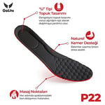 GoLite P22 Ortopedik Ayakkabı Tabanlığı – Yumuşak Poliüretan İç Taban, Arch Desteği ve Parmak Ucu Masaj Noktaları, Konforlu ve Destekleyici Insole, Tüm Ayakkabılar İçin Rahat Yastıklama - (44)