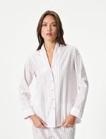 Gömlek Yaka Pijama Üstü Uzun Kollu Düğmeli